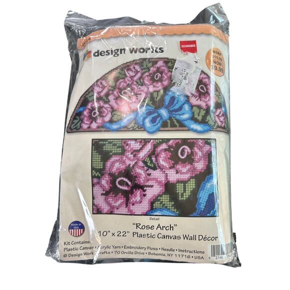 Vtg Plastic Canvas- Floral Rose Arch Design- Unopened- 10x22"- Cottagecore - Picture 1 of 5
